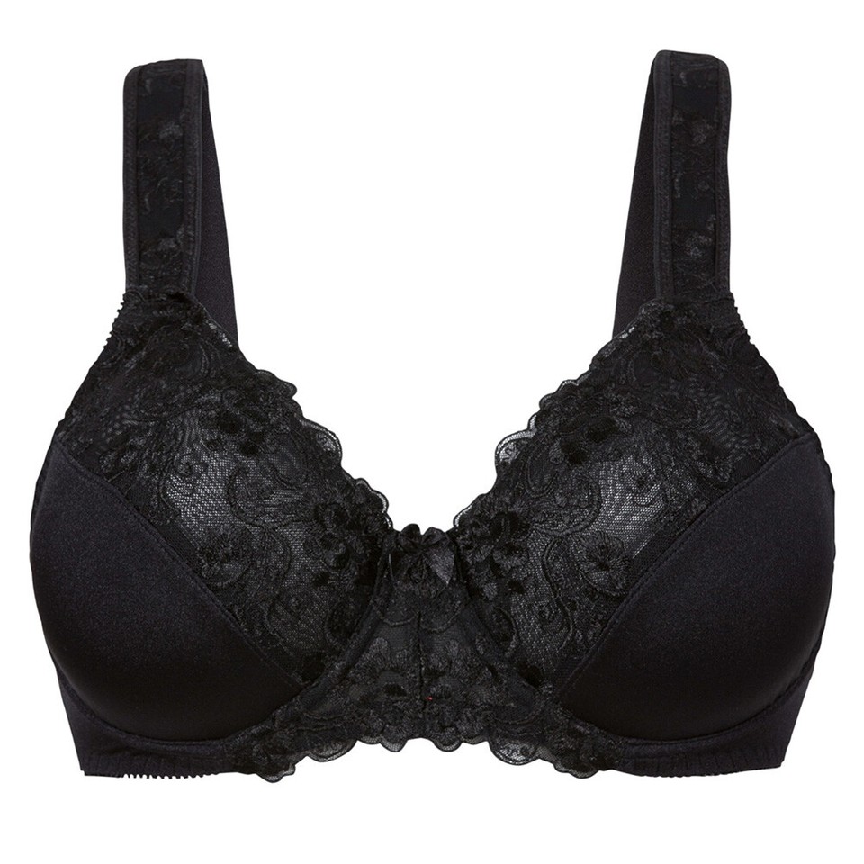 Fruit Of The Loom Fit For Me: Reggiseno Con Ferretto Taglie Forti, Senza Imbottitura, In Cotone Morbido, Spalline Antistress, Grigio Mélange/Nero, 38DD - 3