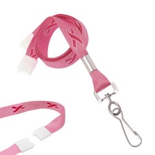 2 Pack - Breast Cancer Awareness Lanyards w/ Pink Ribbons ID Badge  Key Holder