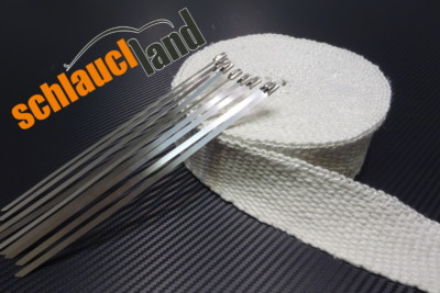 30m Keramik Hitzeschutzband 50mm weiss 1200°C + 10 Kabelbinder***Heat Wrap
