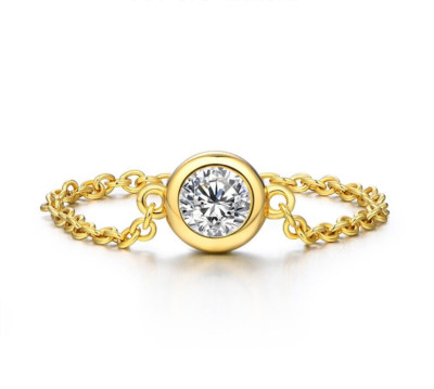 0,5ct Kette Ring Solitär Gelbgold Laborgefertigter Diamant Testpass Größe US:4,5
