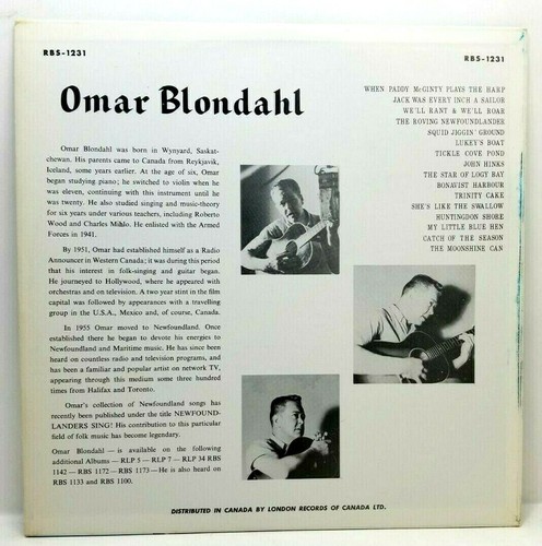 16 Songs of Newfoundland by Omar Blondahl Vinyl (Cover Sleeve Only) (P8) - Picture 3 of 3