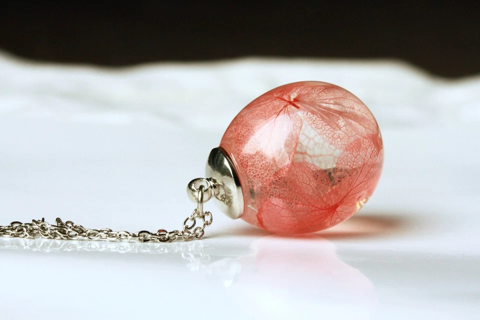 Kette Hortensie silber Blütenschmuck Bumen Kunst Geschenk Frau Freundin Mutter - Bild 3 von 4