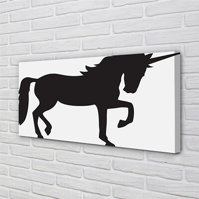 Tulup Leinwandbild 120x60 Wandkunst schwarzes Einhorn