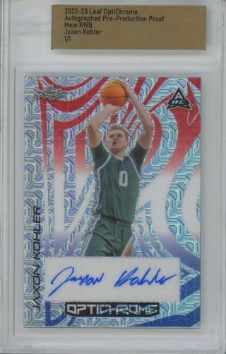 2022 Leaf OptiChrome Proof MOJO RWB Jaxon Kohler 1/1 RC Auto Rookie Autograph - Picture 1 of 1