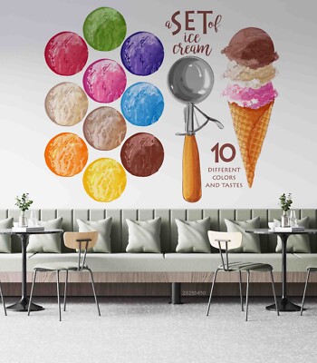 3D Ice Cream Vector Food Wallpaper Wall Murals Removable Wallpaper