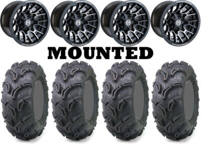 Kit 4 Maxxis Zilla Tires 28x10-12 on Moose 24X Black Wheels TER