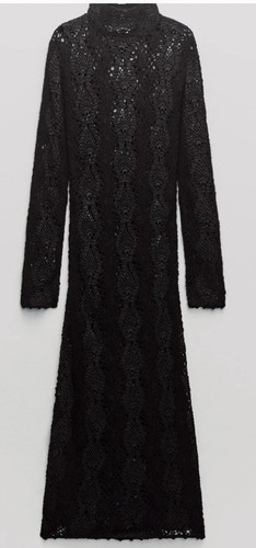 ZARA NEW WOMAN LONG CROCHETED KNIT DRESS LIMITED EDITION BLACK SIZE M 9598/248 - Picture 13 of 15