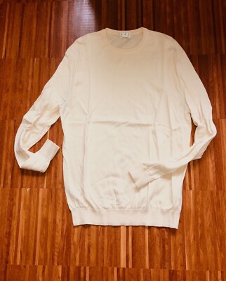 ASKET Baumwollpulli, Feinstrick, Basic-Pulli, beige, Rundhals, Gr. L nwtg.