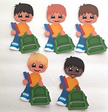 3D UPick Boy School Bus Backpack Apple Scrapbook Card Embellishment 3922