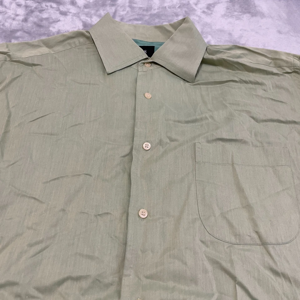 Camisa de vestir vintage Hugo Boss para hombre 16 36/37 verde abotonada Y2K carrera empresarial Foto 3 de 4