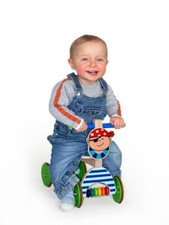 Wooden Toy Pirate Blue Ride-On 410x190x340mm NEW Wooden Vehicle