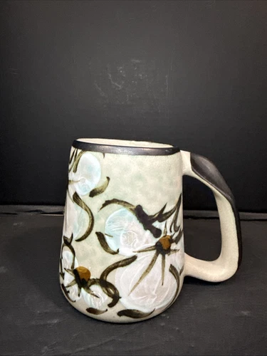 Vintage Mug Turned Thumb Handle Studio Pottery Signed Chatham Cape Cod Dogwood