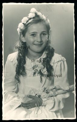 Blondes Mädchen festlich geschmückt - Babenhausen - Foto-AK 9x14cm