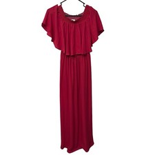 Show Me Your Mumu Hacienda Off Shoulder Maxi Dress Lady Red Ring Crisp Sz Medium