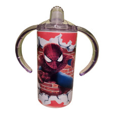 Spiderman insulated sippy cup, comes with two types of lids