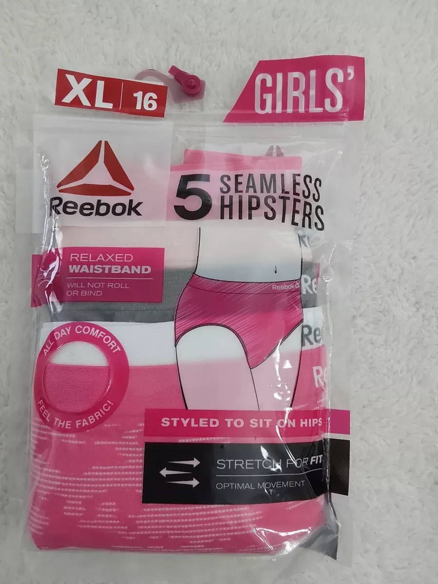 Reebok Girl's 5-Pack Seamless Hipster Girls Underwear Panties Size