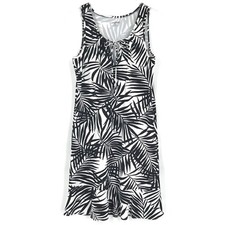 Lands End Womens Pocket Dress XS L 2-4 Black White Sleeveless Pullover Tie