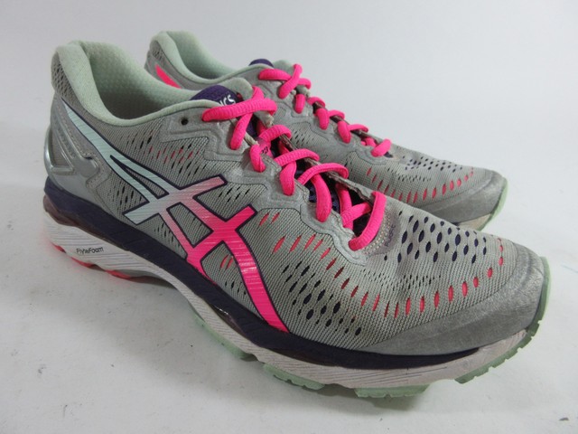 Asics T697n Gel Kayano 23 Running Athletic Shoes Silver Pink Womens 8 Wide For Sale Online Ebay