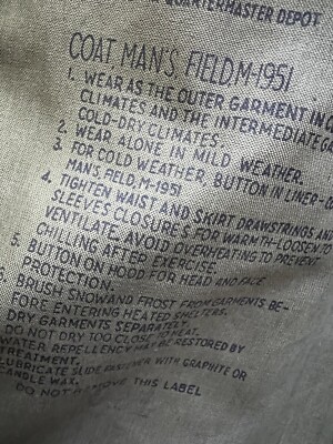 Vintage Deadstock M51 M-51 M-1951 Field Jacket Military 1956 Vintage Deadstock M51 M-51 M-1951 Field Jacket Military 1956