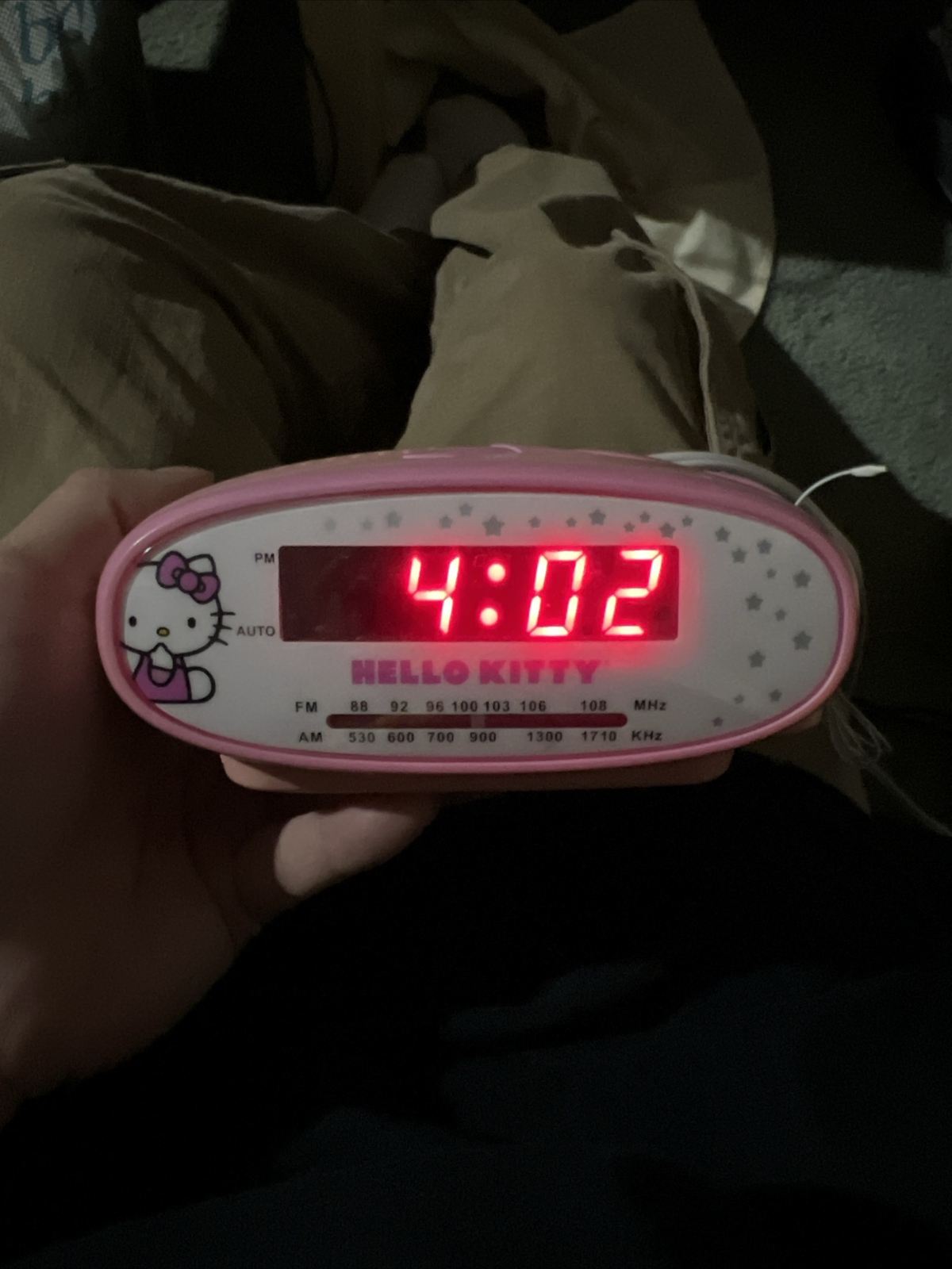 Hello Kitty Digital Alarm Clock & Radio AM/FM Pink White KT2051 Tested