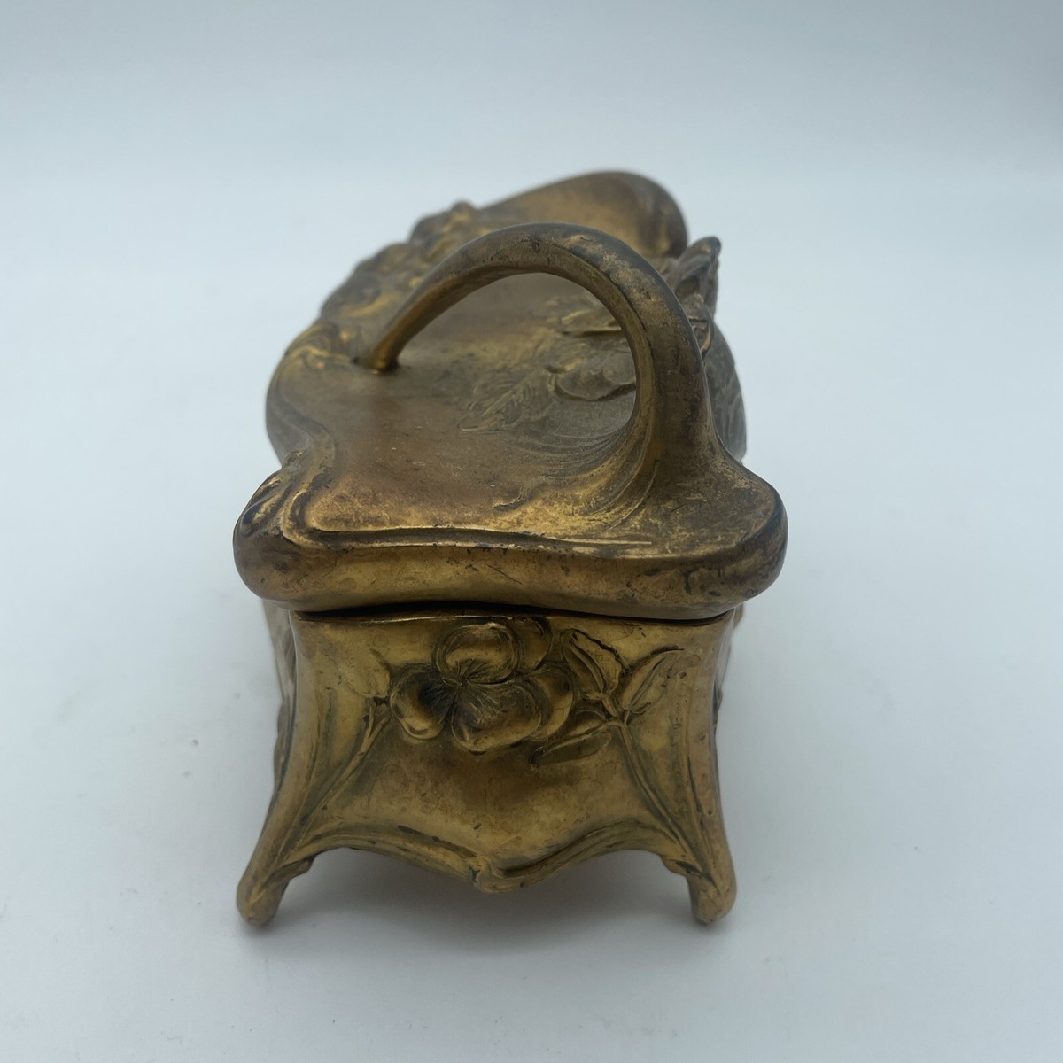 工芸品 antique art nouveau brass box Antique Art Nouveau Brass Jewelry Casket - Etsy