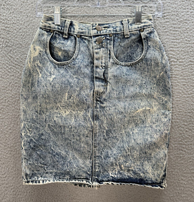 Vintage Gitano Express Skirt Girls 7/8 Blue Acid Wash Denim Straight 1990s Y2K