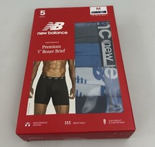 Men's New Balance M 5 Pack Performance Premium 5" Boxer Briefs Blues  Greys NIB