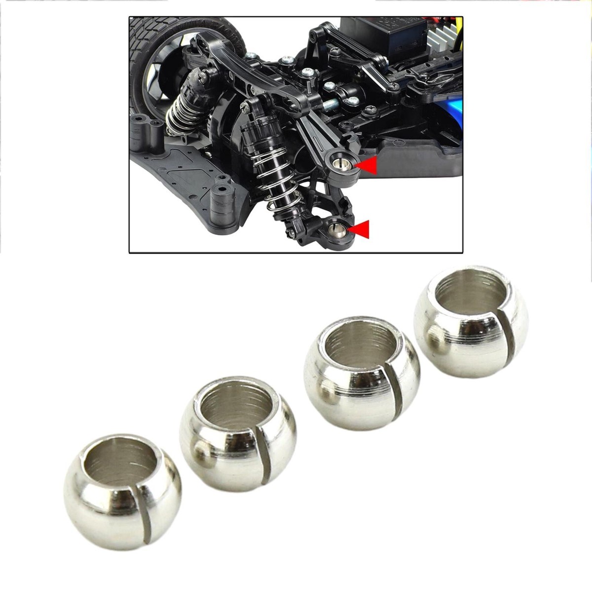 Colaxi 4-Piece Low Friction Ball Joint Set - Aluminum Alloy Replacement Parts For TT02, 54559, W132 1/10 RC Cars - View #3