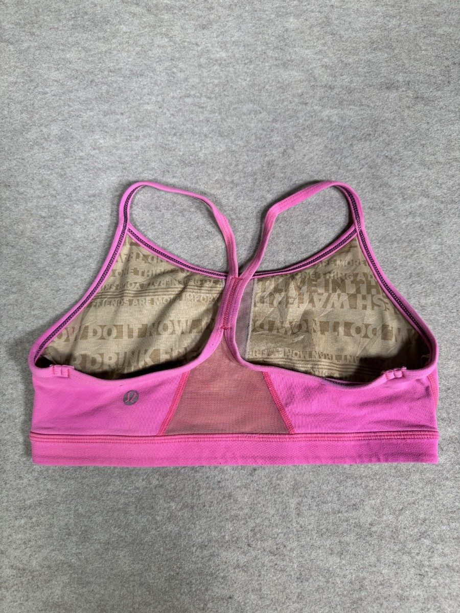 Lululemon Flow Y Sports Bra Women 6 Hot Pink Racerback Sweat Wicking Performance View 3