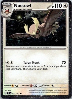 Pokemon - Noctowl - 127/162 - (Cosmos Holo)   Temporal Forces - NM/M