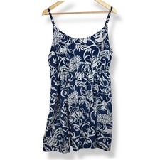 Lane Bryant Womens Dress Size 1X Blue White Floral Tropical Sleeveless Volupt