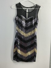 Womans As U Wish Pullover Bodycon Dress XS Multicolor Sequins Sleeveless 