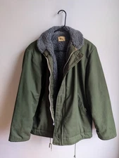 Vintage military surplus green Navy N-1 deck jacket, lined, medium