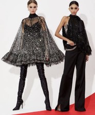 Alice Olivia New Zenon Embellished Tie Neck Cape Mini Dress Size 8 1,495.00