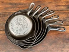 Griswold Cast Iron Matching Slant EPU Logo Skillet Set 3-9
