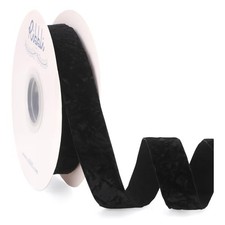Black Velvet Ribbon 1 Inches Luxury Crinkled Black Ribbon