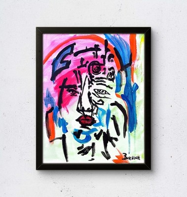 Stunning Psychedelic Face 11x14 Canvas Acrylic Hand Painted Wall Art