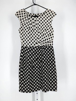 OSCAR DE LA RENTA PRE FALL RUNWAY RAW SILK WEAVE KNIT DRESS SIZE 4 - BLACK/WHITE