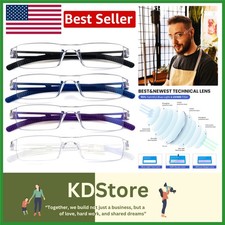 Stylish 4-Pack Rimless Blue Light Reading Glasses with Cases for Men  Women