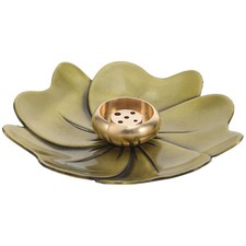 1 Set Cone Incense Stick Tray with Holder - Vintage Flower Shaped Brass Incense