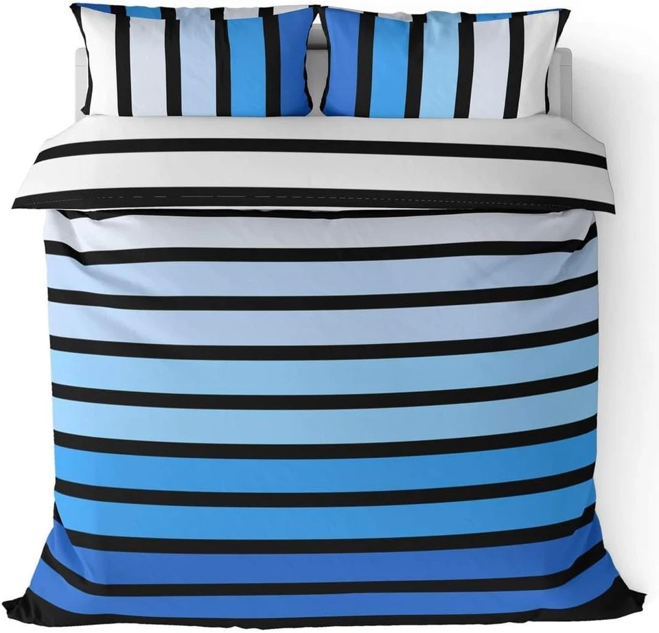 Set Di Biancheria Da Letto Con Copripiumino E Motivo a Righe Nere, Da Rapport - Immagine 4 di 4