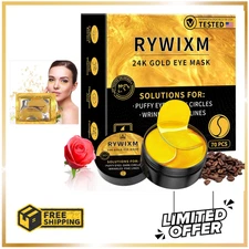 24K Gold Eye Masks for Dark Circles and Puffiness 70PCS, under Eye Patches NEW *