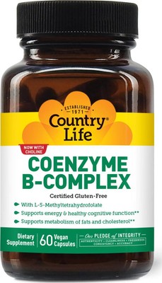 Country Life Coenzyme B-Complex, 60 Capsules Supports Energy and Metabolism, and