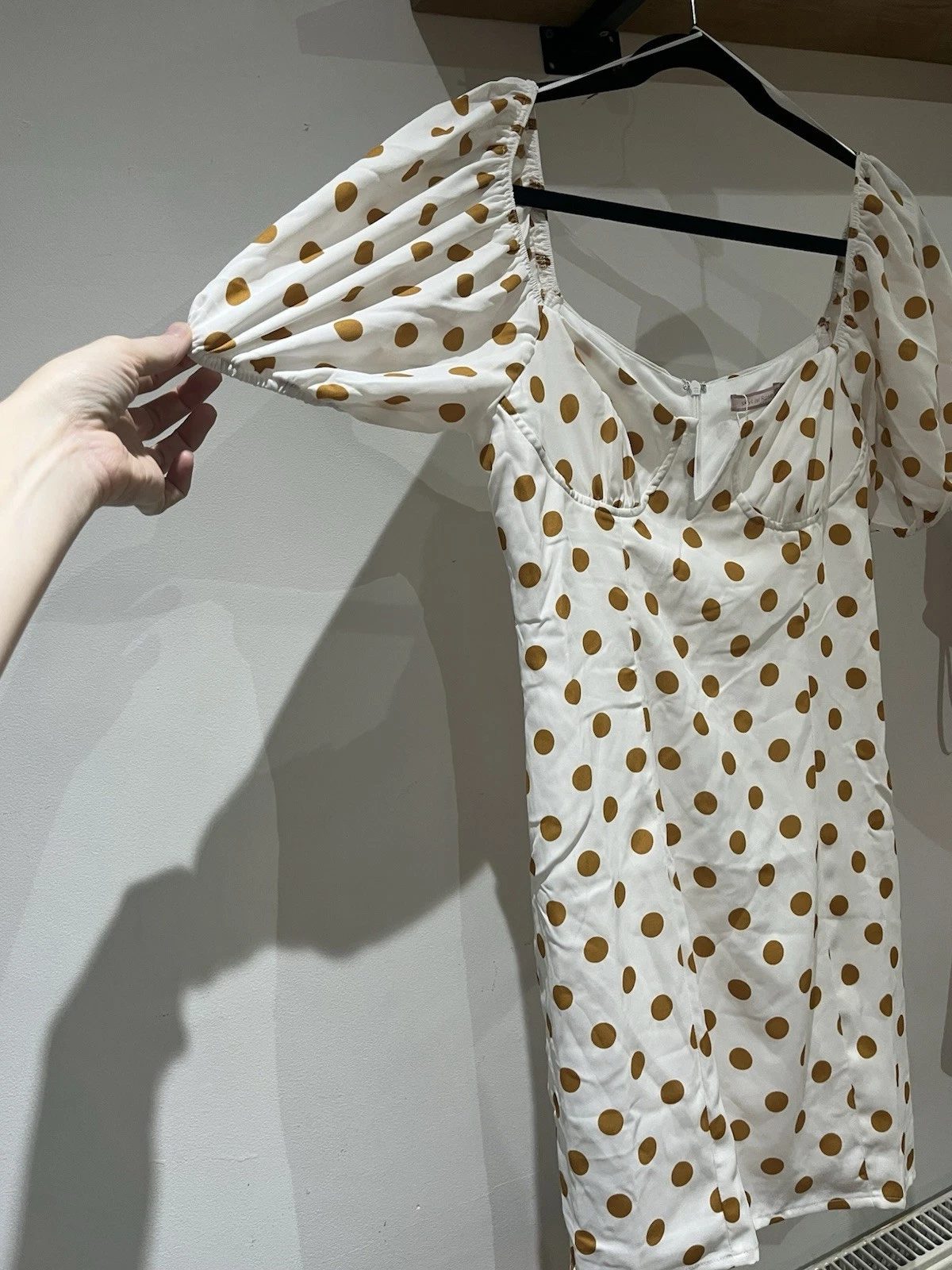 OFF WHITE Skylar Rose Off White e Terracotta Arancione Marrone Mini Abito a Pois Taglia M