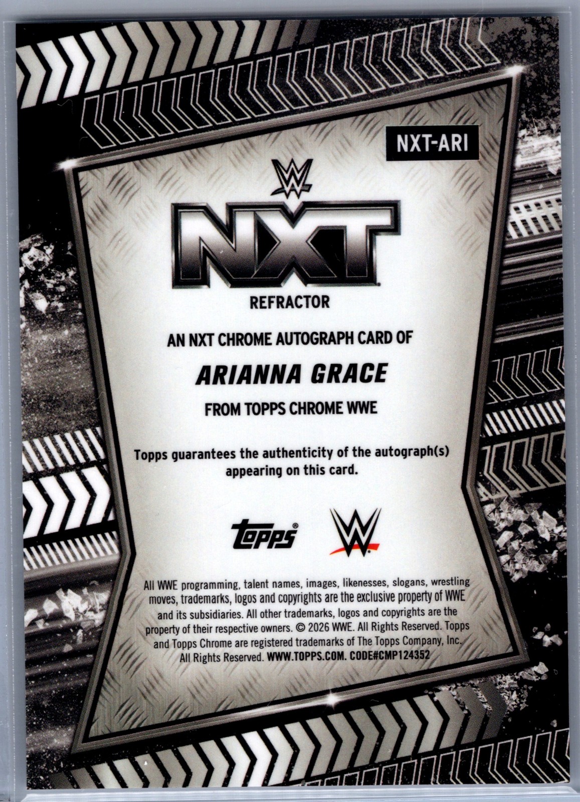 2026 Topps Chrome WWE Arianna Grace NXT Autographs Refractor #NXT-ARI Auto view 2