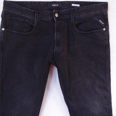 Herrens Replay M914 ANBASS Slim Tapered Elasthan Grau Jeans W36 L32
