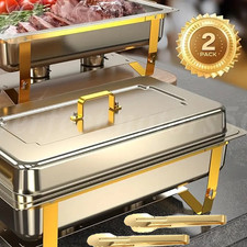 Stainless Steel Chafer Chafing Dish Set Catering Food Warmer 9Qt for Xmas Party