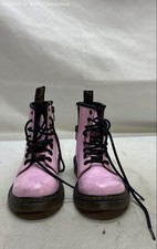 Dr. Martens Pink Patent Leather Lace Up Side Zip Ankle Boots Youth