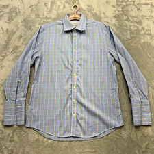 Charles Tyrwhitt Shirt Mens 16.5 33 Blue Check Slim Fit Non Iron French Cuff