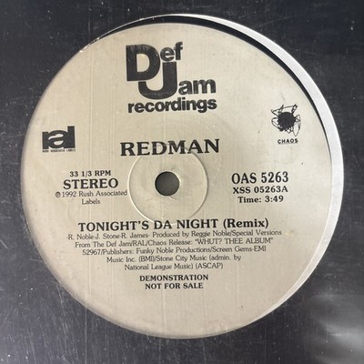 REDMAN - TONIGHT'S DA NIGHT (REMIX) (12'')  1992!!!  RARE!!!  DEF JAM / OAS 5263